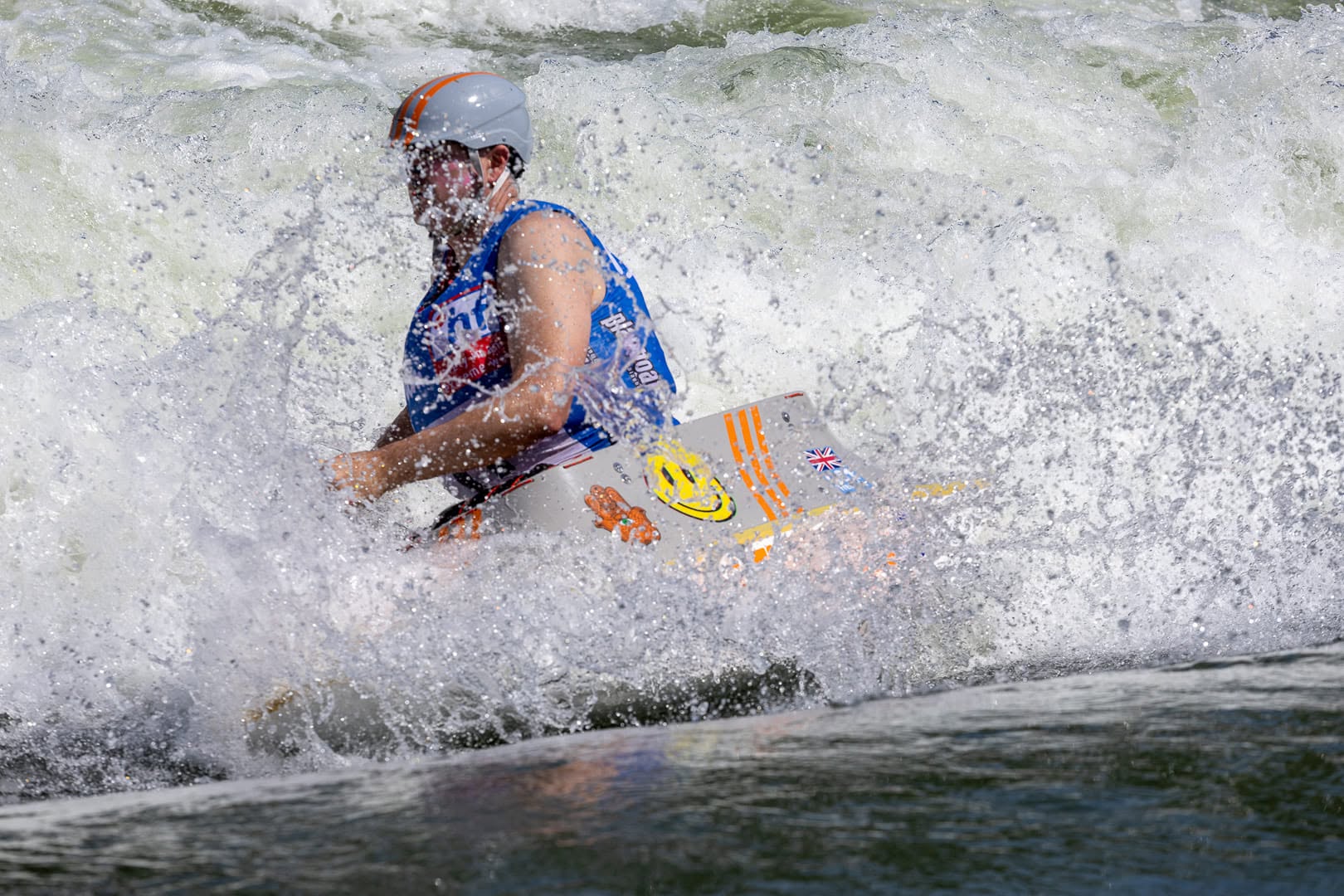 Paul Harwood paddling OC1 at Plattling, Germany