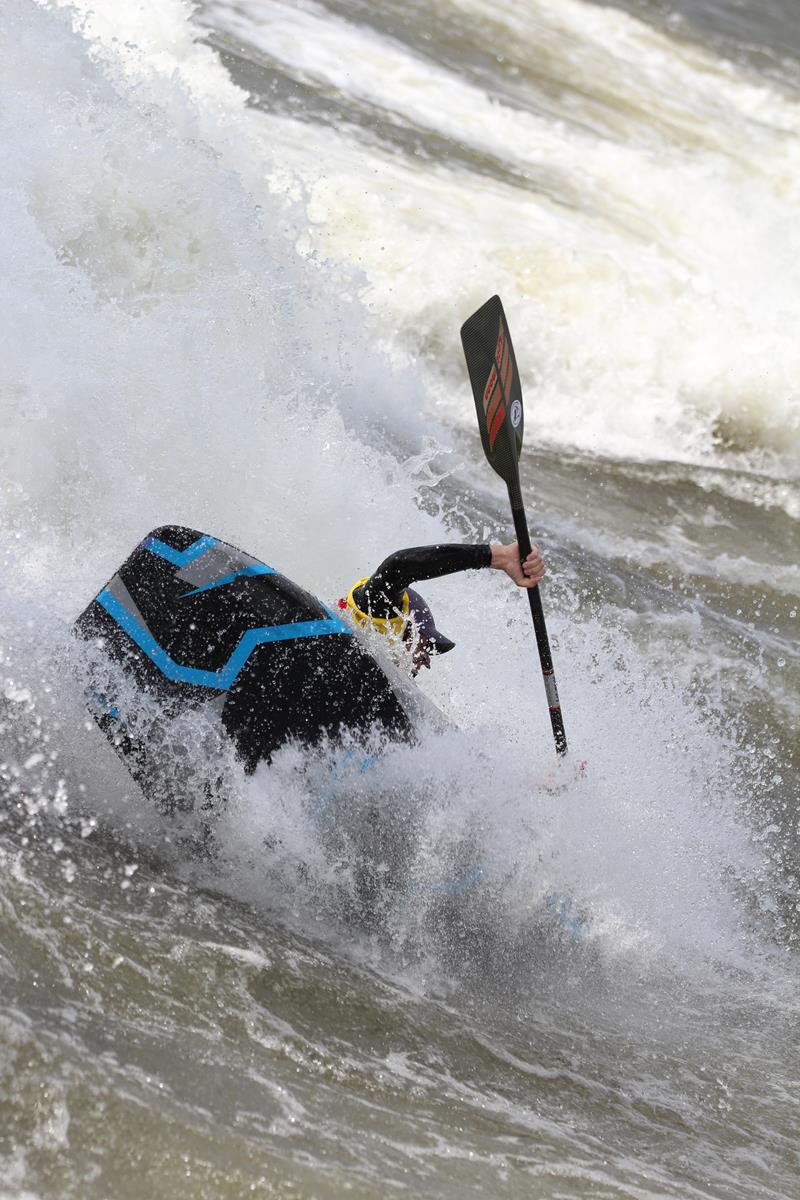 Sebastian Nelle paddling C1 at Good Wave in Columbus, Georgia